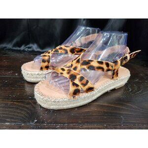 Madewell The Malia Espadrille Sandal In Leopard Calf Hair/Size 7 NWOB